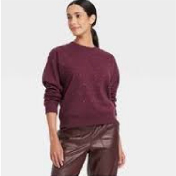 a new day Tops - A New Day Rhinestone Embellished Sweatshirt in Burgundy, Size XS